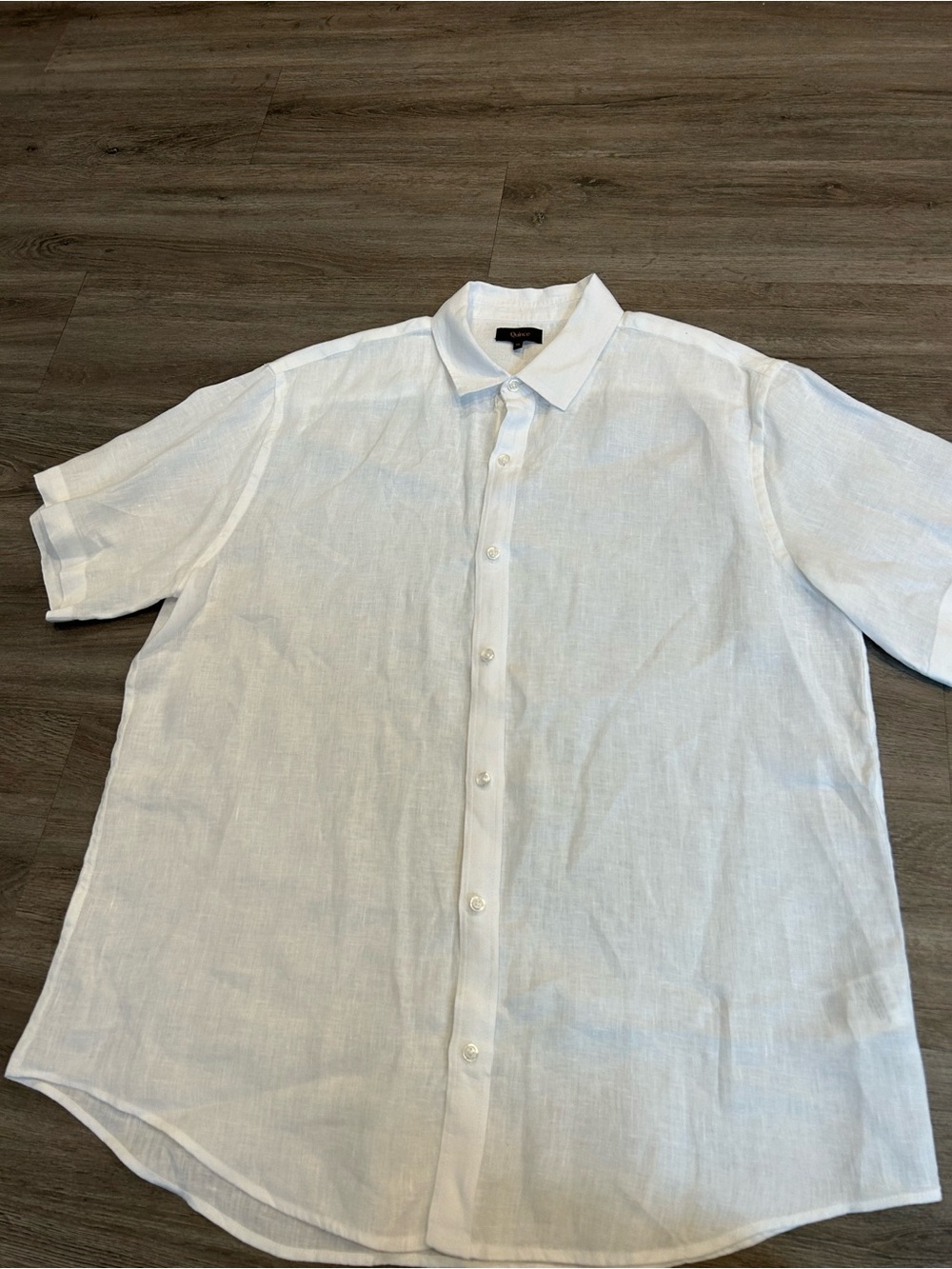 Quince Men's White Short-Sleeve Linen Button-Down Shirt